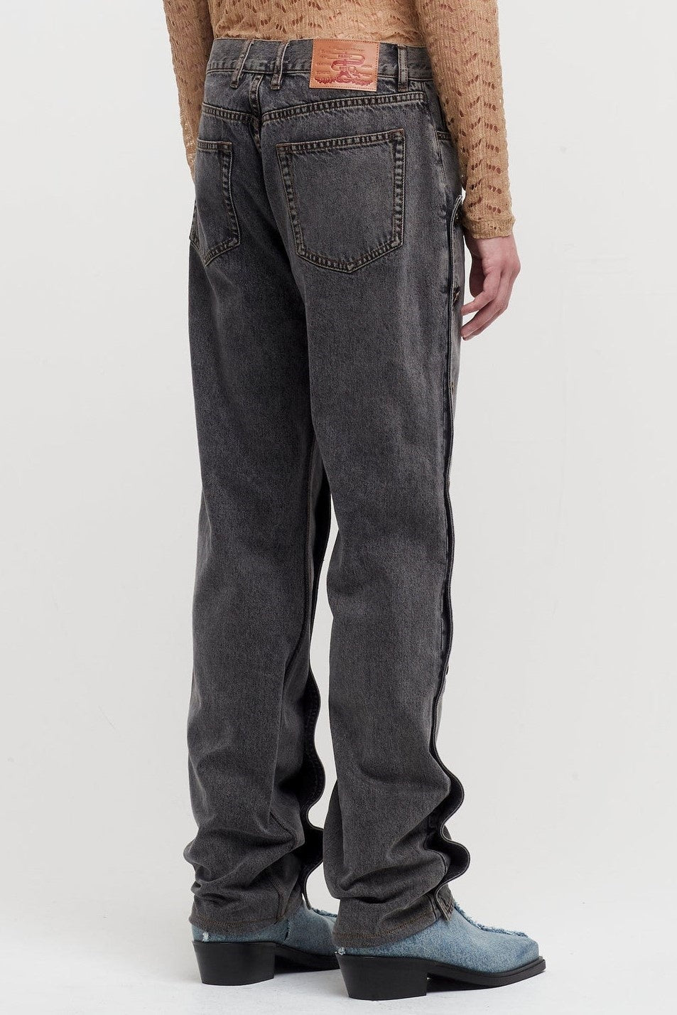 Emmalyn Patchwork Button Jeans - Grey