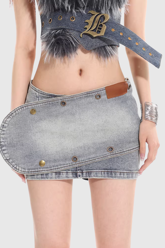 Emmerich Eyelet Denim Mini Skirt