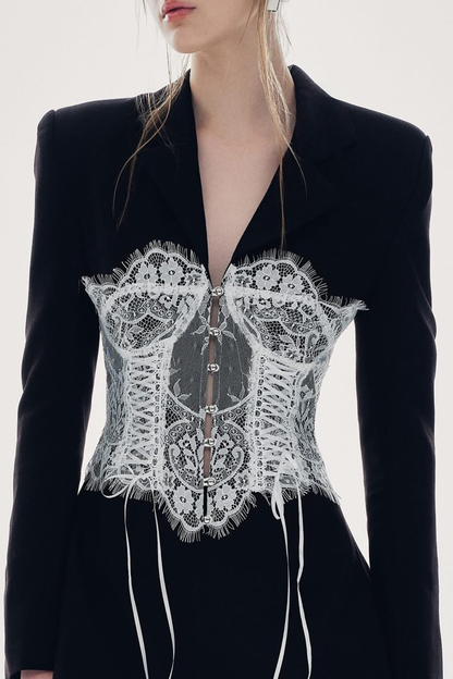 Emmit Lace Corset Ruffle Romper