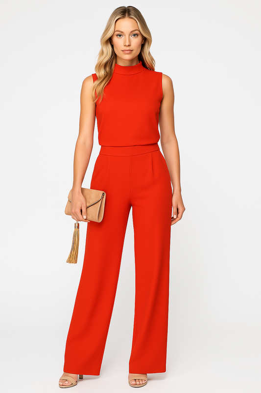 Sleeveless Jumpsuit | High Neck & Wide Leg | All Season