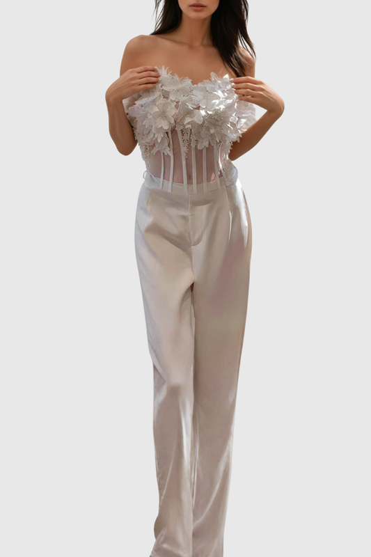 Engel Floral Appliqué Corset & Pants Set