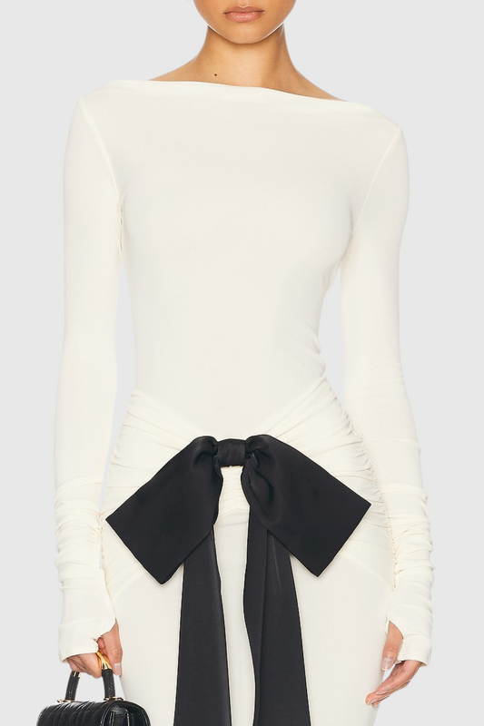 Ephara Bow Ruched Maxi Skirt