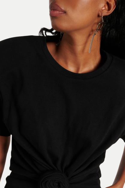 Orlina Knotted T-Shirt - Black