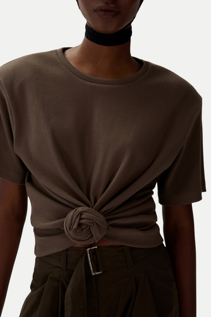 Orlina Knotted T-Shirt - Brown