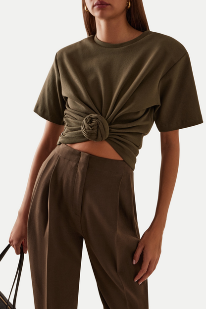 Orlina Knotted T-Shirt - Brown