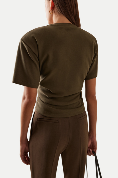 Orlina Knotted T-Shirt - Brown