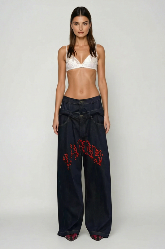 Faith Deconstruct Print Jeans
