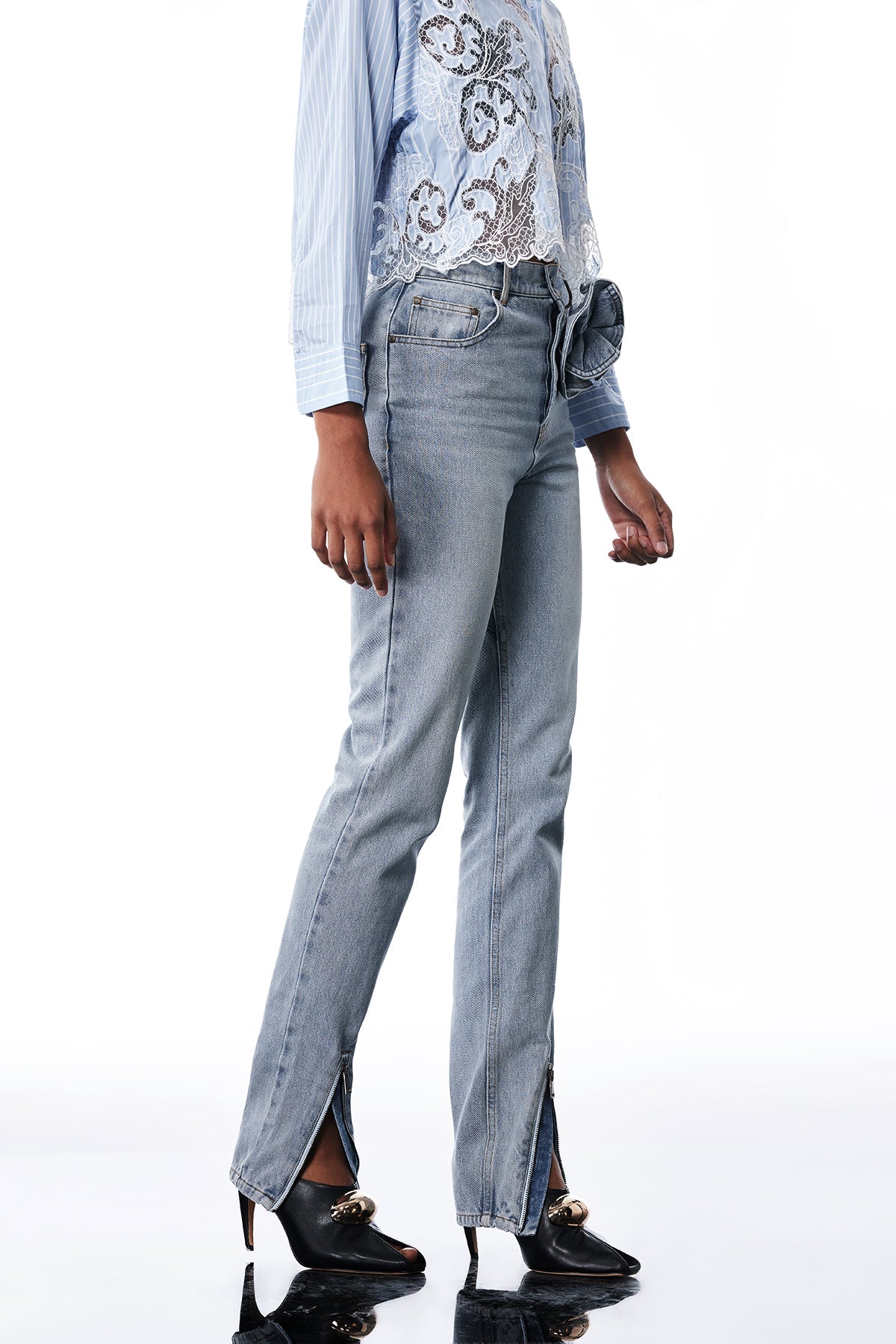 Falak Flower Zipper Skinny Jeans