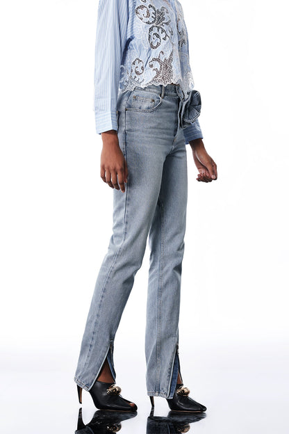 Falak Flower Zipper Skinny Jeans