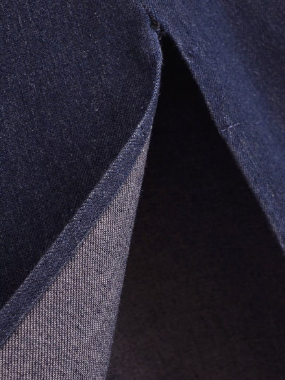 Fall Simple Thin Denim Midi Dress