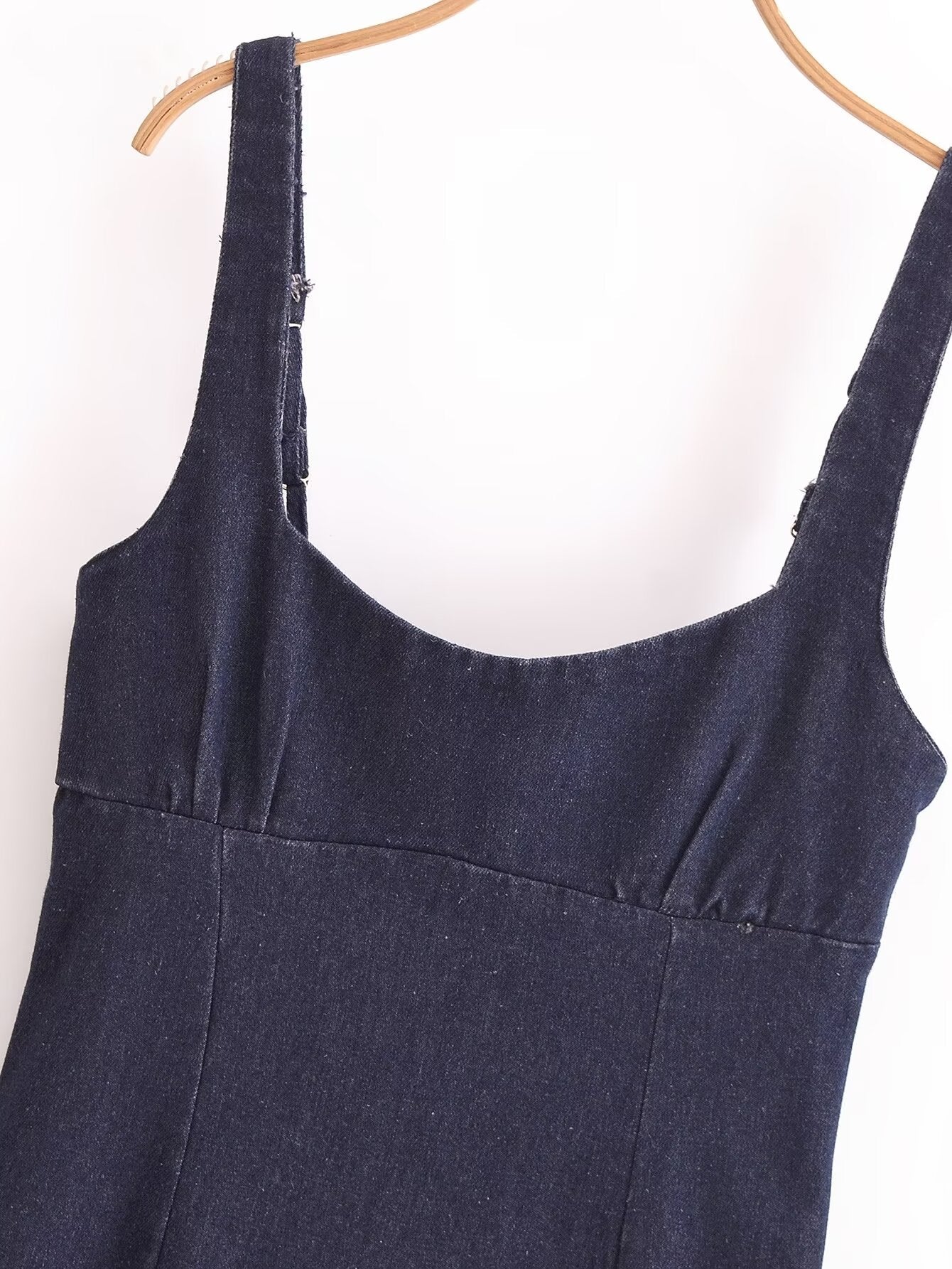 Fall Simple Thin Denim Midi Dress