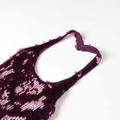 Fall Simple Thin Slim Fit Halter Sequ Dress