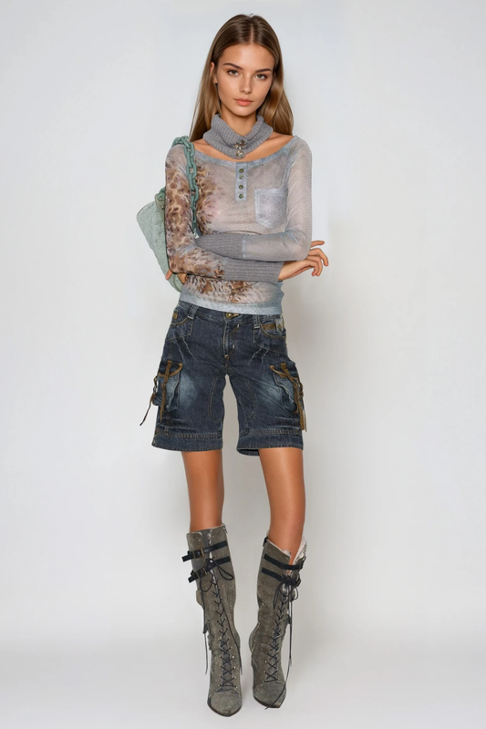 Farrukh Buckle Denim Shorts
