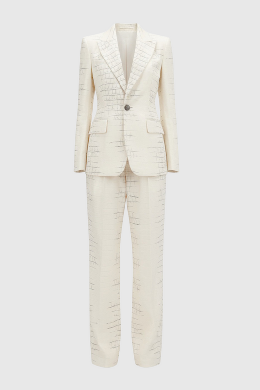 Fawala Crocodile Print Blazer & Pants Set