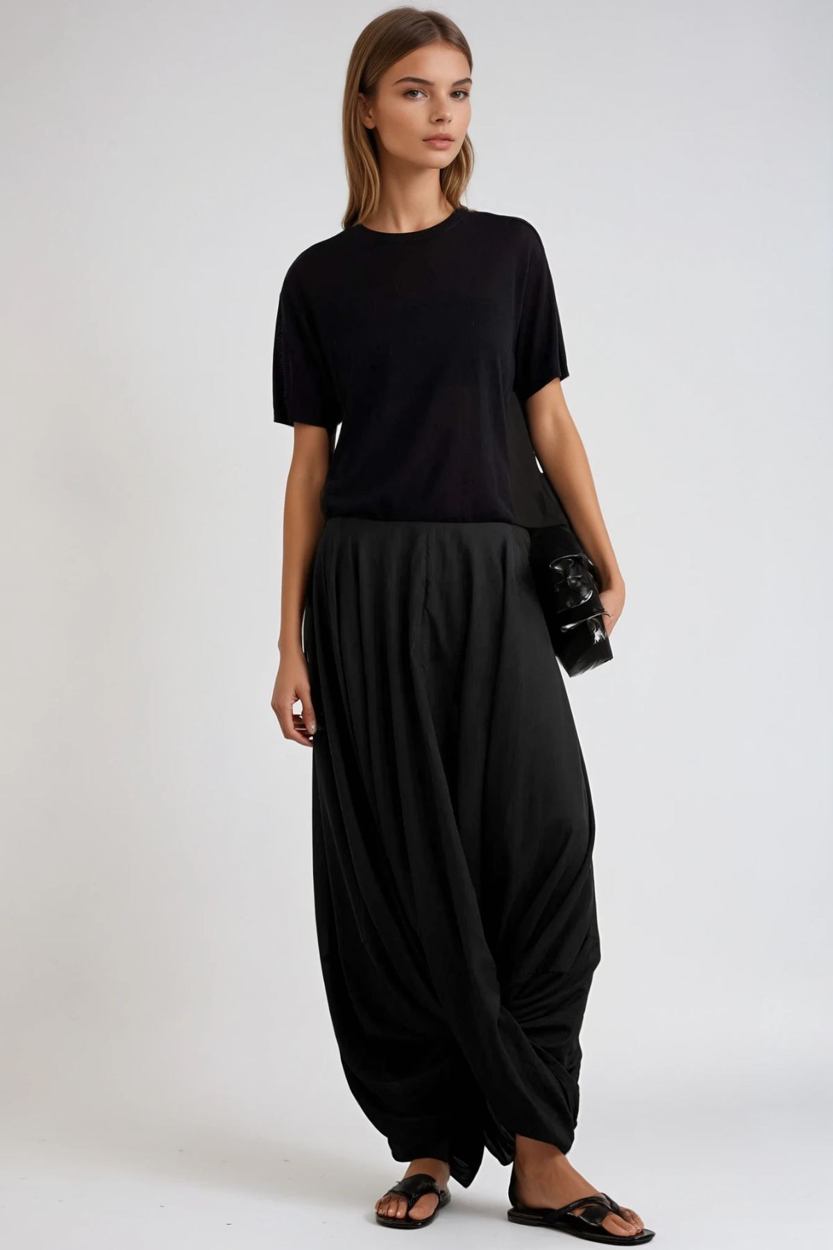 Fearghas Draped Twist Maxi Skirt In Black