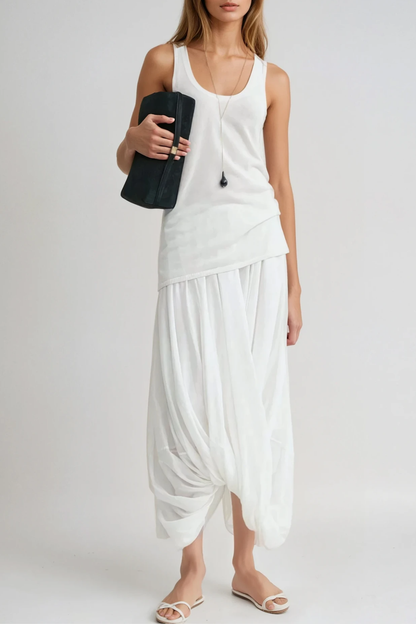 Fearghas Draped Twist Maxi Skirt In White