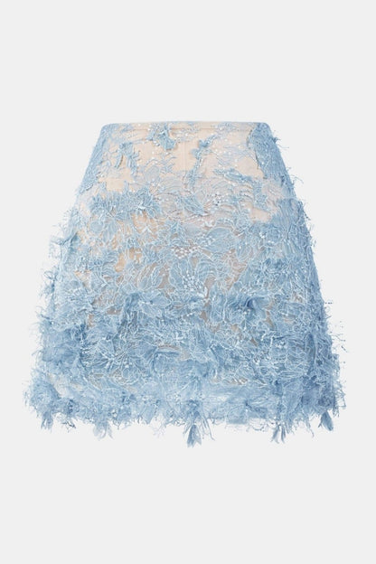 Finlia Lace Top & Mini Skirt Set - Blue