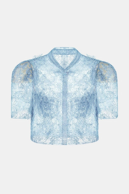 Finlia Lace Top & Mini Skirt Set - Blue