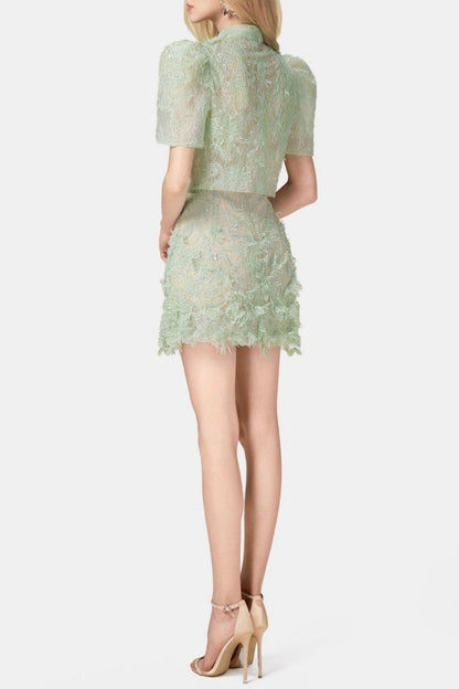 Finlia Lace Top & Mini Skirt Set - Green