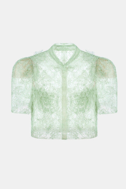 Finlia Lace Top & Mini Skirt Set - Green