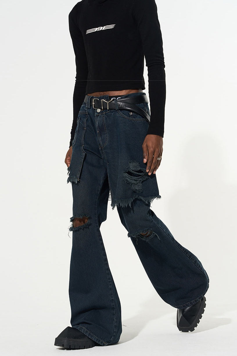 Freesia Torn Fringe Patchwork Jeans