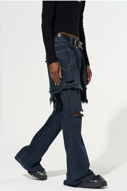 Freesia Torn Fringe Patchwork Jeans