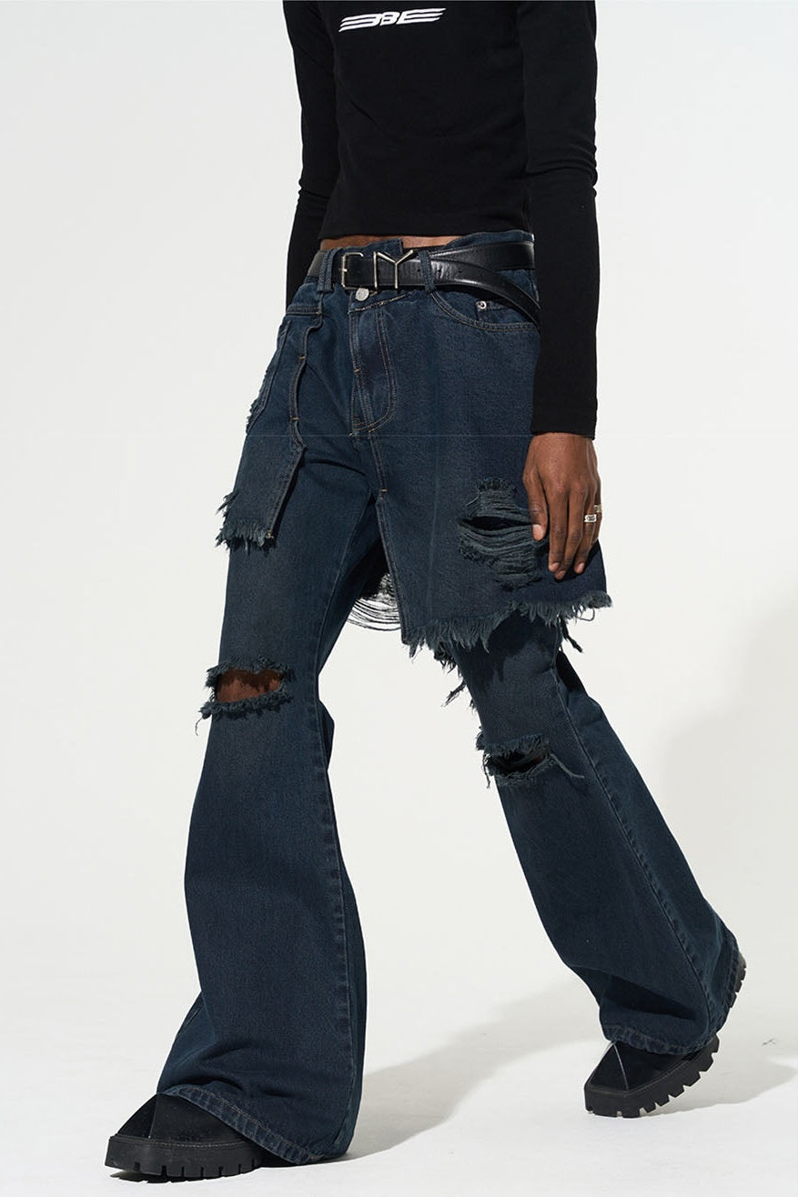 Freesia Torn Fringe Patchwork Jeans