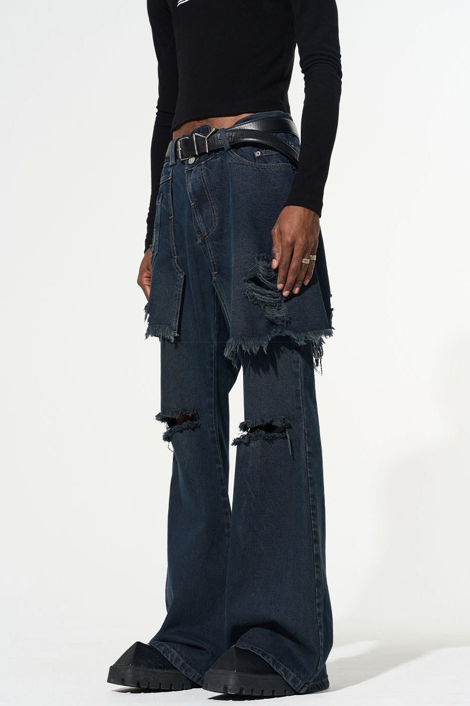 Freesia Torn Fringe Patchwork Jeans