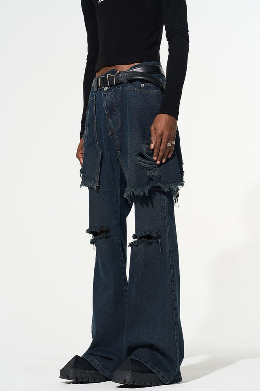 Freesia Torn Fringe Patchwork Jeans