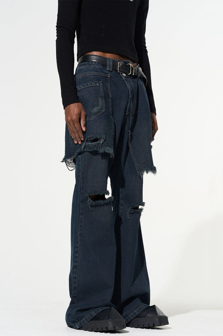 Freesia Torn Fringe Patchwork Jeans
