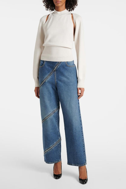 Gafna Spiral Zipper Jeans - Blue