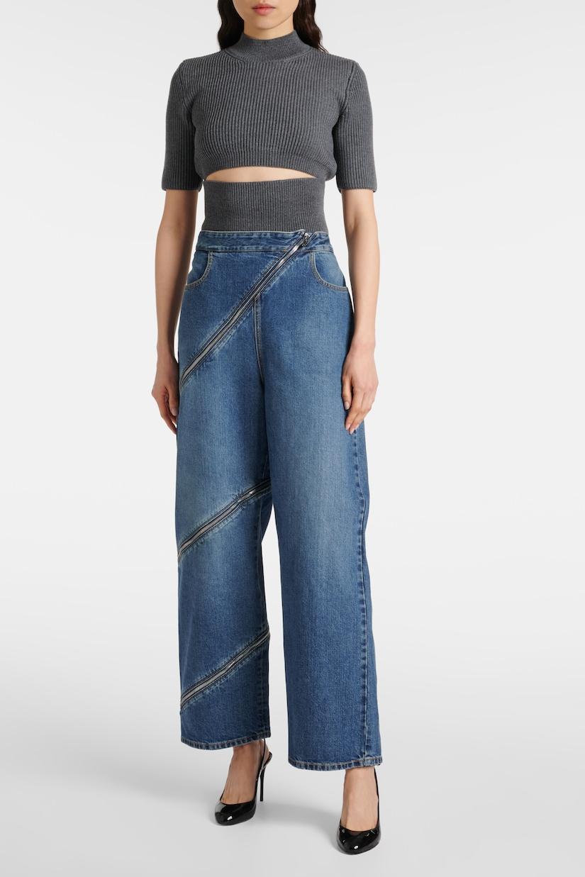 Gafna Spiral Zipper Jeans - Blue