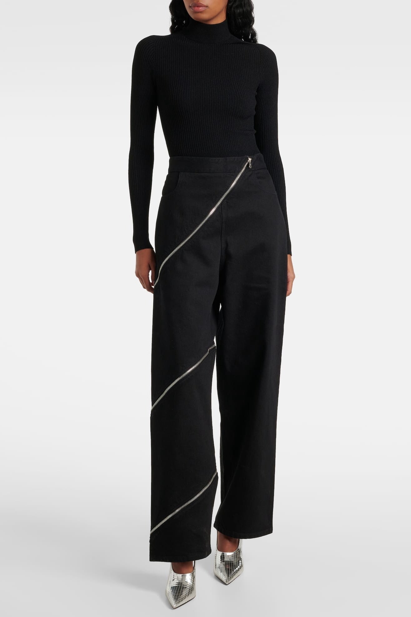 Gafna Spiral Zipper Jeans - Black