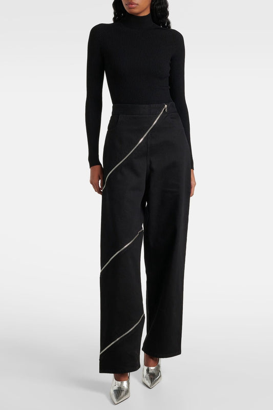 Gafna Spiral Zipper Jeans - Black