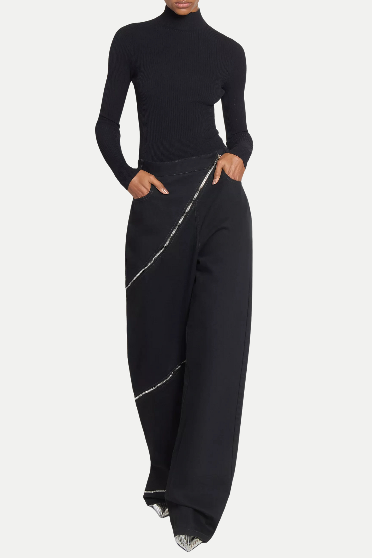 Gafna Spiral Zipper Jeans - Black