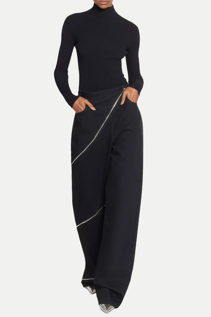 Gafna Spiral Zipper Jeans - Black