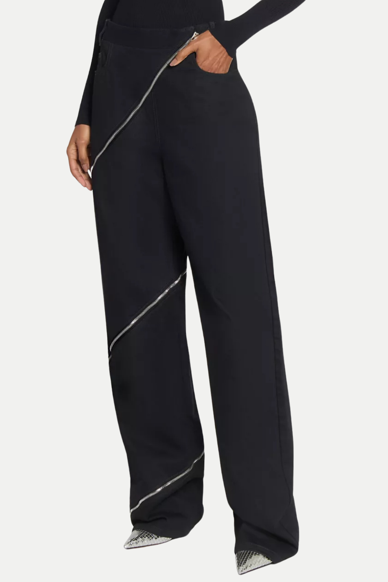 Gafna Spiral Zipper Jeans - Black