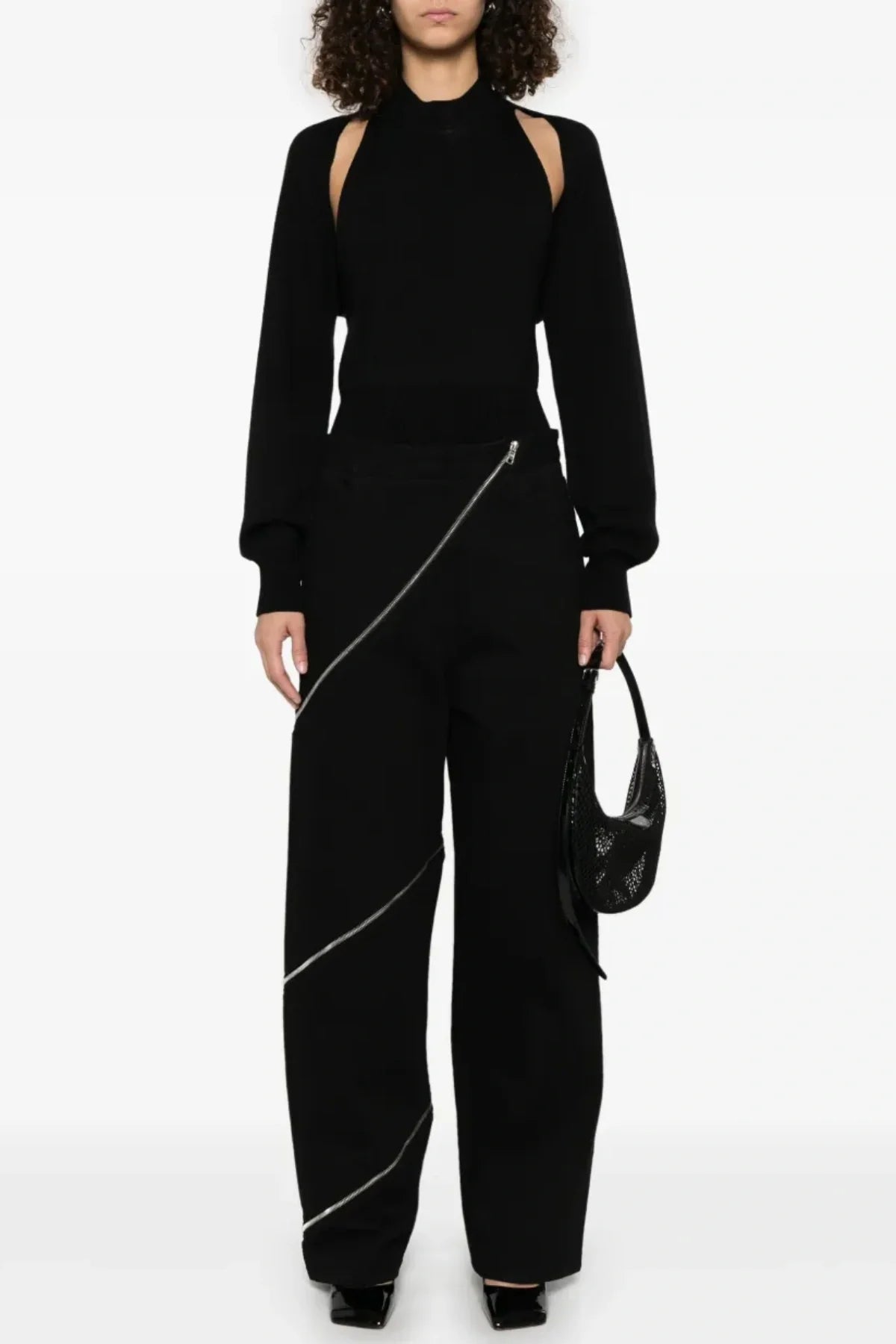 Gafna Spiral Zipper Jeans - Black