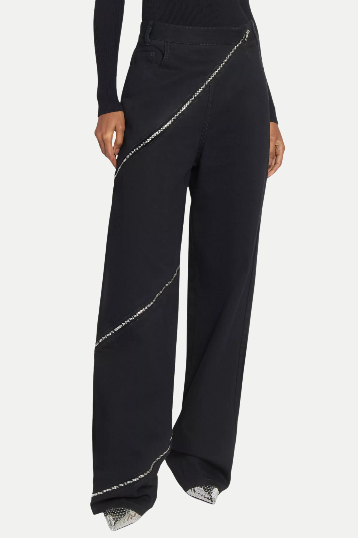 Gafna Spiral Zipper Jeans - Black