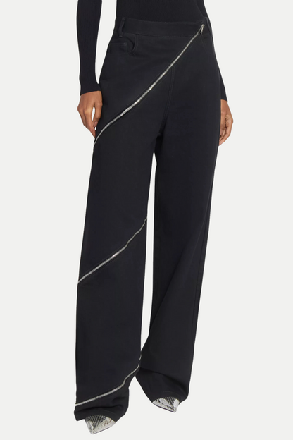 Gafna Spiral Zipper Jeans - Black
