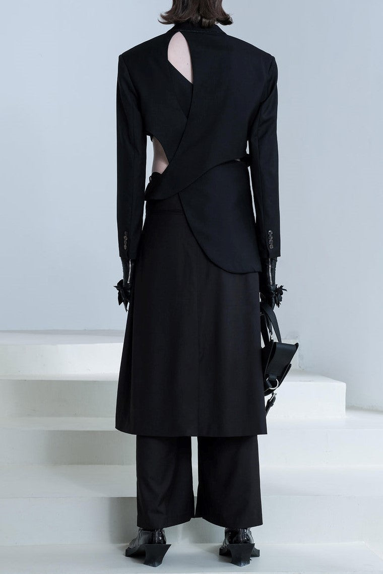 Georgia Asymmetric Cutout Blazer - Black