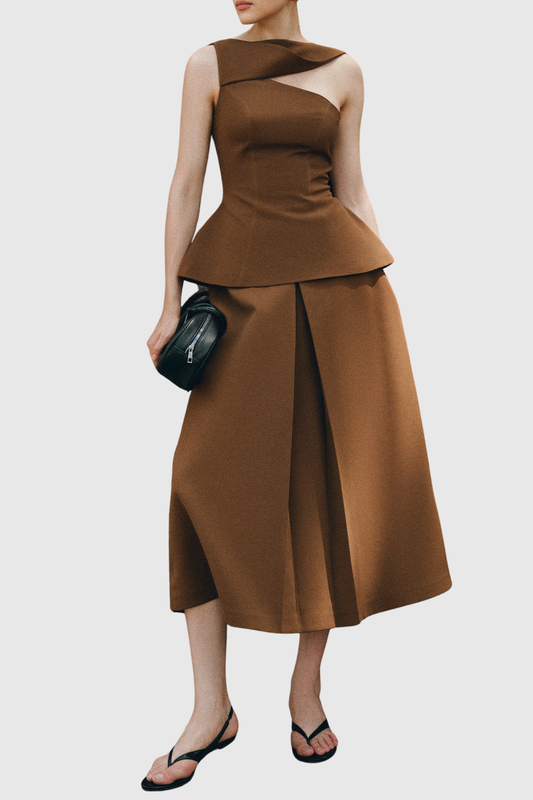 Grasa Scarf Top & Midi Skirt Set