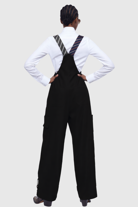 Hadye Tie Cargo Overalls - Black