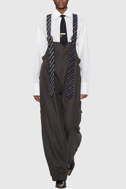 Hadye Tie Cargo Overalls - Green