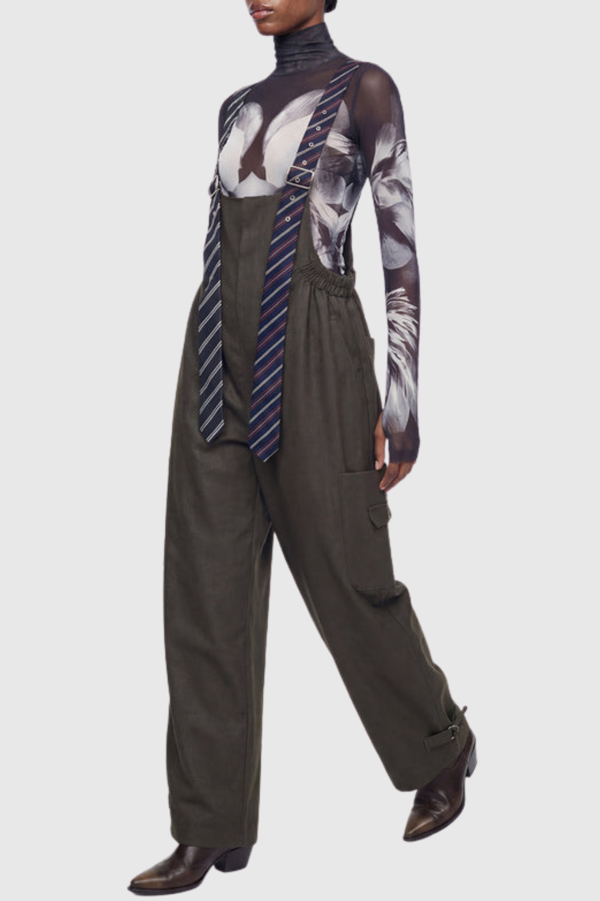 Hadye Tie Cargo Overalls - Green