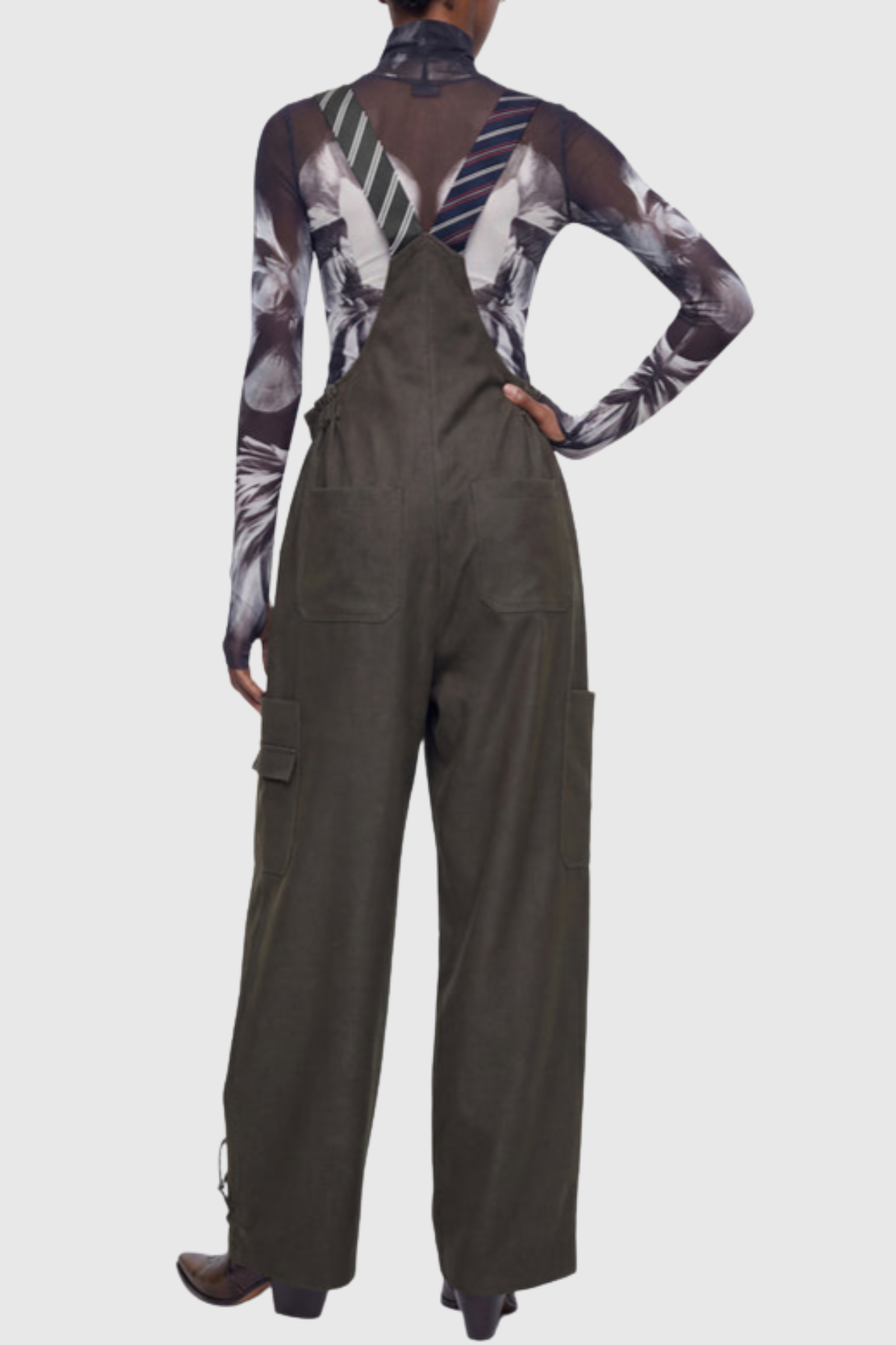 Hadye Tie Cargo Overalls - Green