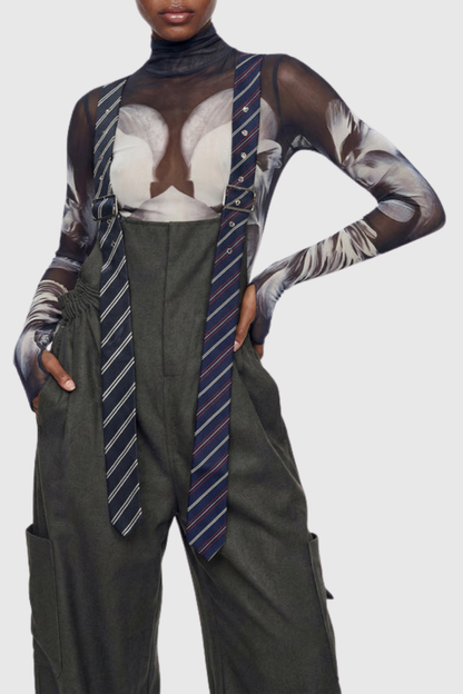 Hadye Tie Cargo Overalls - Green