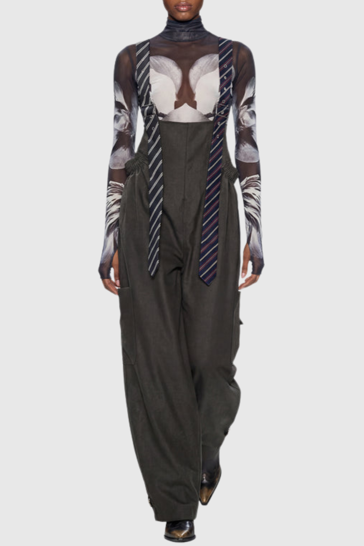 Hadye Tie Cargo Overalls - Green