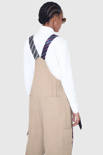 Hadye Tie Cargo Overalls - Khaki