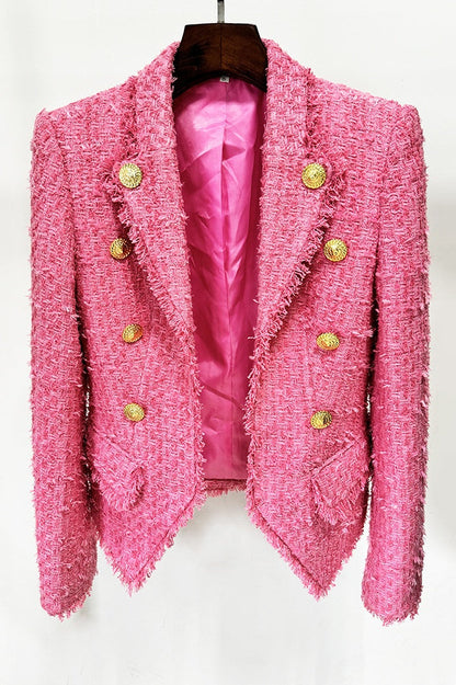 Hazel Gold Buttoned Tweed Jacket